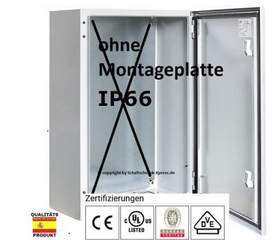 Stahlblech Schaltschrank 800x600x300 mm HBT 1-türig IP66 ohne Montageplatte